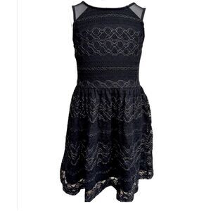 Ella Moss formal girls holiday dress black gold Lace A line-10